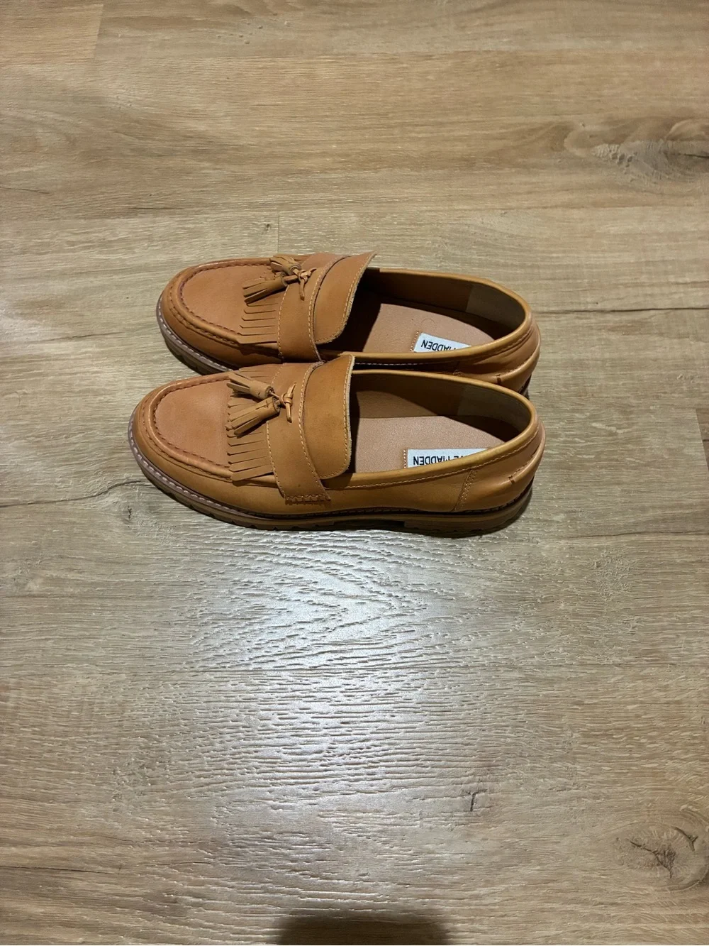 Steve Madden Men's Tan Tassel Fringe Leather Slip-Ons